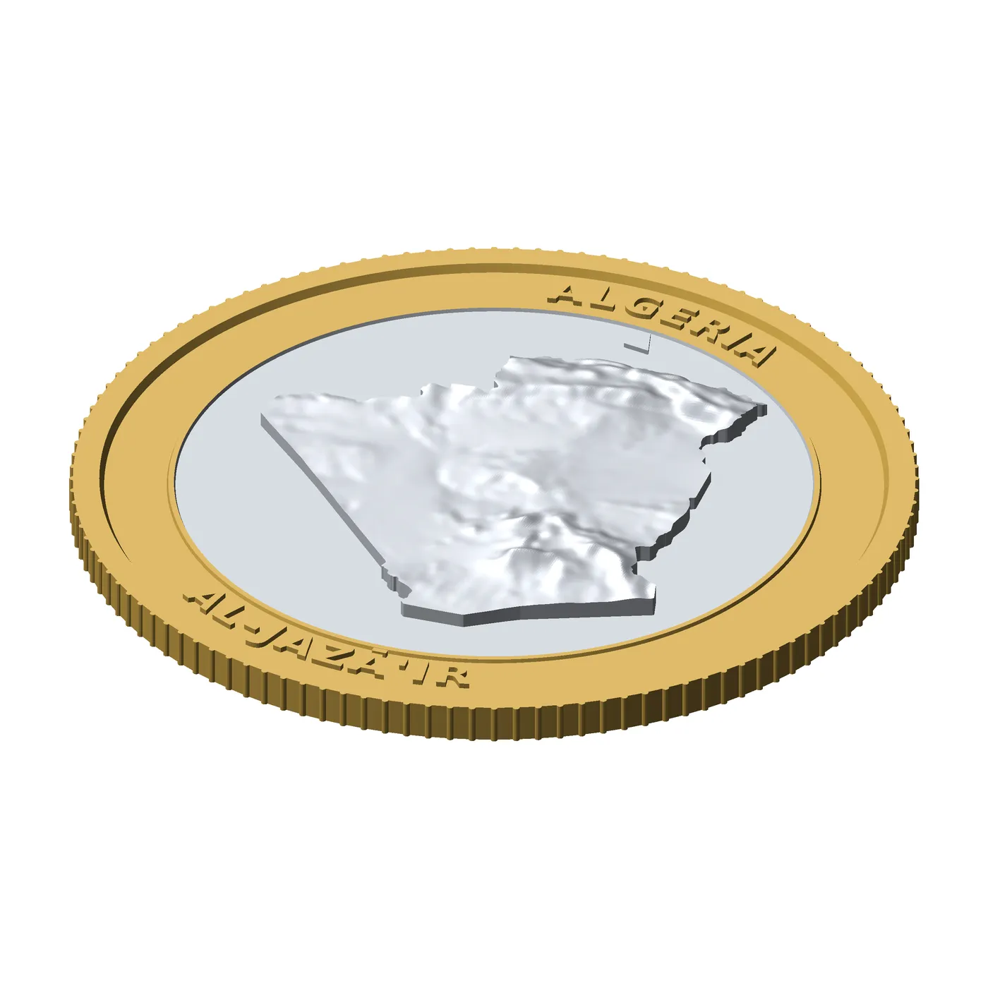 Algeria 3D Topographic Coin 85 mm Relief Collector Token 3D Print Model .c4d .max .obj .3ds .fbx .stl .blend 