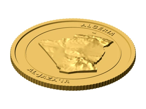 Algeria 3D Topographic Coin 85 mm Relief Collector Token 3D Print Model