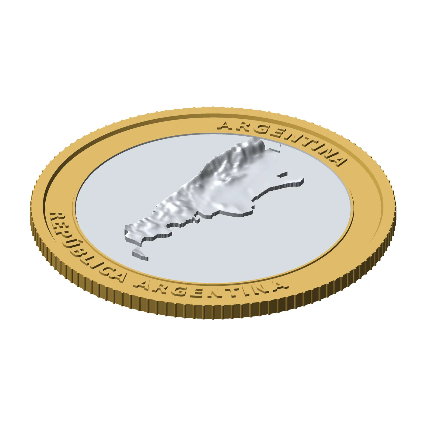 Argentina 3D Topographic Coin 85 mm Relief Collector Token 3D Print Model .c4d .max .obj .3ds .fbx .stl .blend 