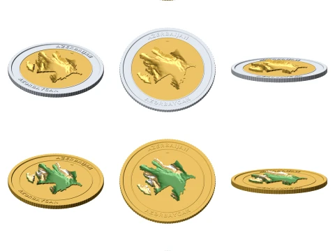 Azerbaijan 3D Topographic Coin 85 mm Relief Collector Token 3D Print Model