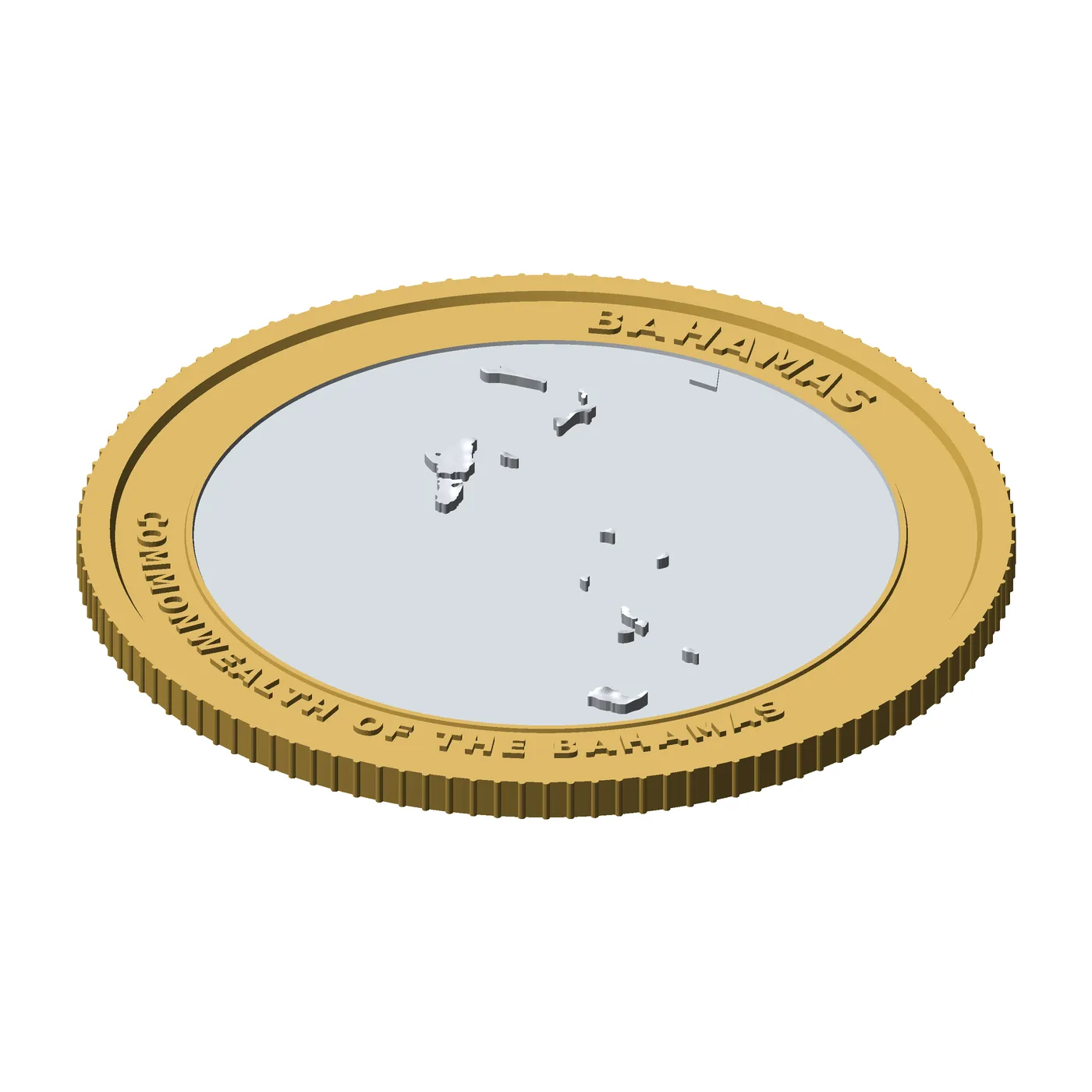 Bahamas 3D Topographic Coin 85 mm Relief Collector Token 3D Print Model .c4d .max .obj .3ds .fbx .stl .blend 