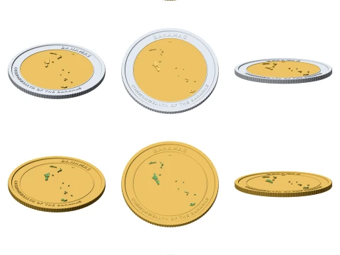 Bahamas 3D Topographic Coin 85 mm Relief Collector Token 3D Print Model