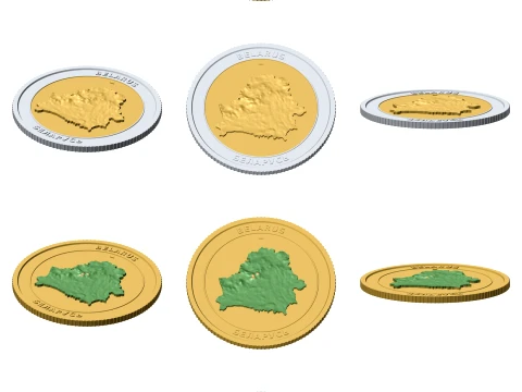 Belarus 3D Topographic Coin 85 mm Relief Collector Token 3D Print Model