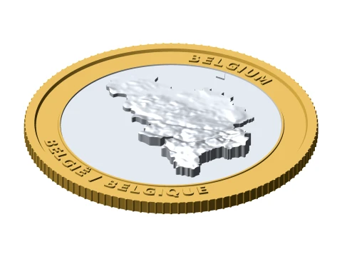 Belgium 3D Topographic Coin 85 mm Relief Collector Token 3D Print Model