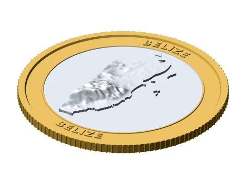 Moneda topogr&aacute;fica 3D de Belice Ficha de coleccionista en relieve de 85 mm Modelo de impresión 3D