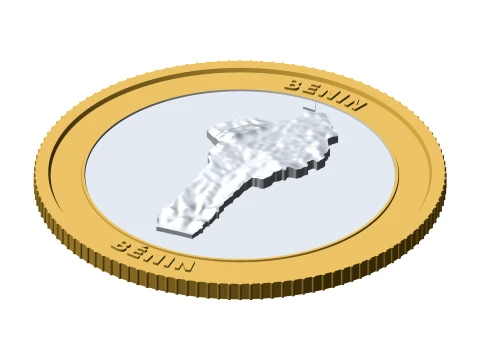 Benin 3D Topographic Coin 85 mm Relief Collector Token 3D Print Model