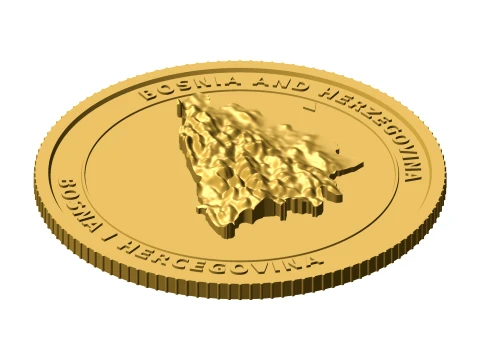 Bosnia And Herzegovina 3D Topographic Coin 85 mm Relief Collector Token 3D Print Model