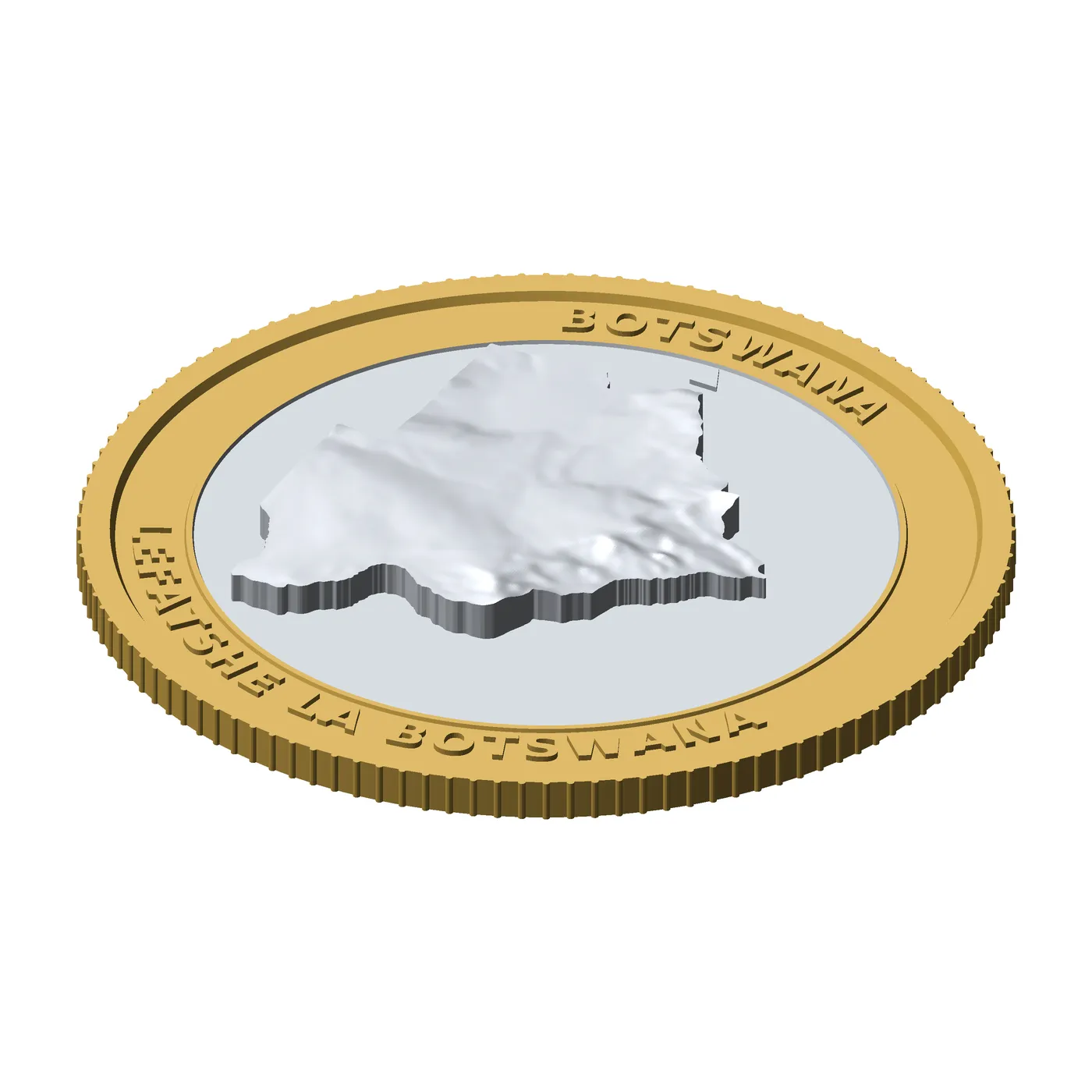 Botswana 3D Topographic Coin 85 mm Relief Collector Token 3D Print Model .c4d .max .obj .3ds .fbx .stl .blend 