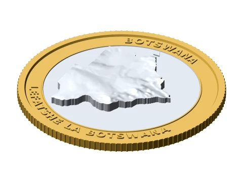 Botsvana 3D Topografik Para 85 mm R&ouml;lyef Koleksiyoncu Jetonu 3D Baskı Modeli