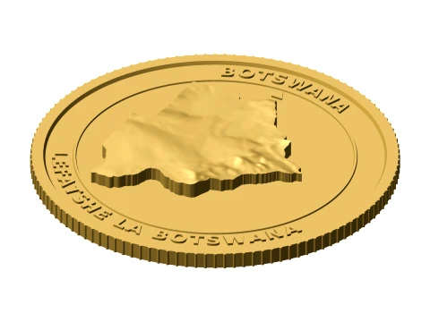 Botswana 3D Topographic Coin 85 mm Relief Collector Token 3D Print Model
