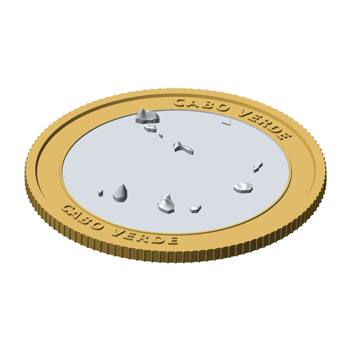 Cabo Verde 3D Topographic Coin 85 mm Relief Collector Token 3D Print Model .c4d .max .obj .3ds .fbx .stl .blend 