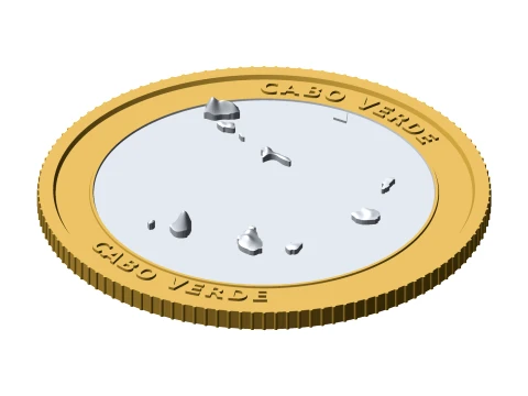 Cabo Verde 3D Topographic Coin 85 mm Relief Collector Token 3D Print Model