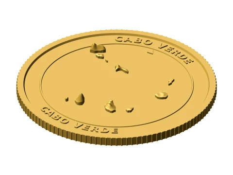 Cabo Verde 3D Topographic Coin 85 mm Relief Collector Token 3D Print Model