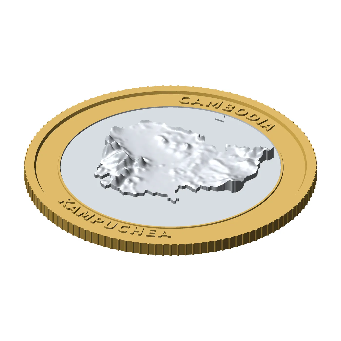Cambodia 3D Topographic Coin 85 mm Relief Collector Token 3D Print Model .c4d .max .obj .3ds .fbx .stl .blend 