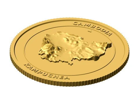 Cambodia 3D Topographic Coin 85 mm Relief Collector Token 3D Print Model