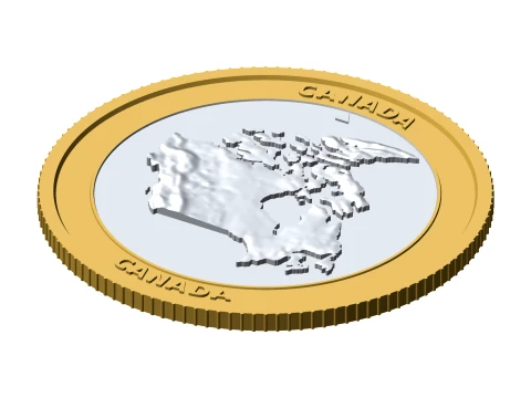 Canada 3D Topographic Coin 85 mm Relief Collector Token 3D Print Model
