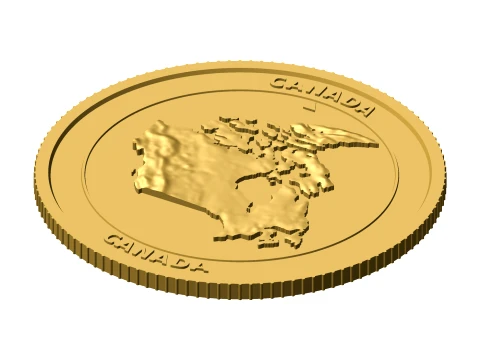 Canada 3D Topographic Coin 85 mm Relief Collector Token 3D Print Model