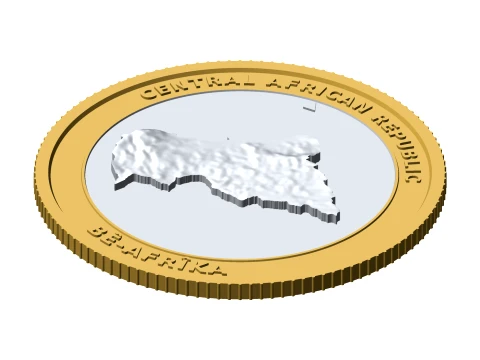 Orta Afrika Cumhuriyeti 3D Topografik Para 85 mm R&ouml;lyef Koleksiyoncu Jetonu 3D Baskı Modeli
