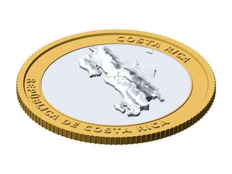 Moeda topogr&aacute;fica 3D da Costa Rica, token de colecionador em relevo de 85 mm Modelo de Impressão 3D