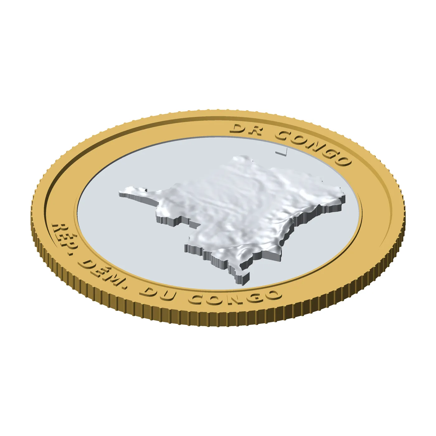 Dr Congo 3D Topographic Coin 85 mm Relief Collector Token 3D Print Model .c4d .max .obj .3ds .fbx .stl .blend 
