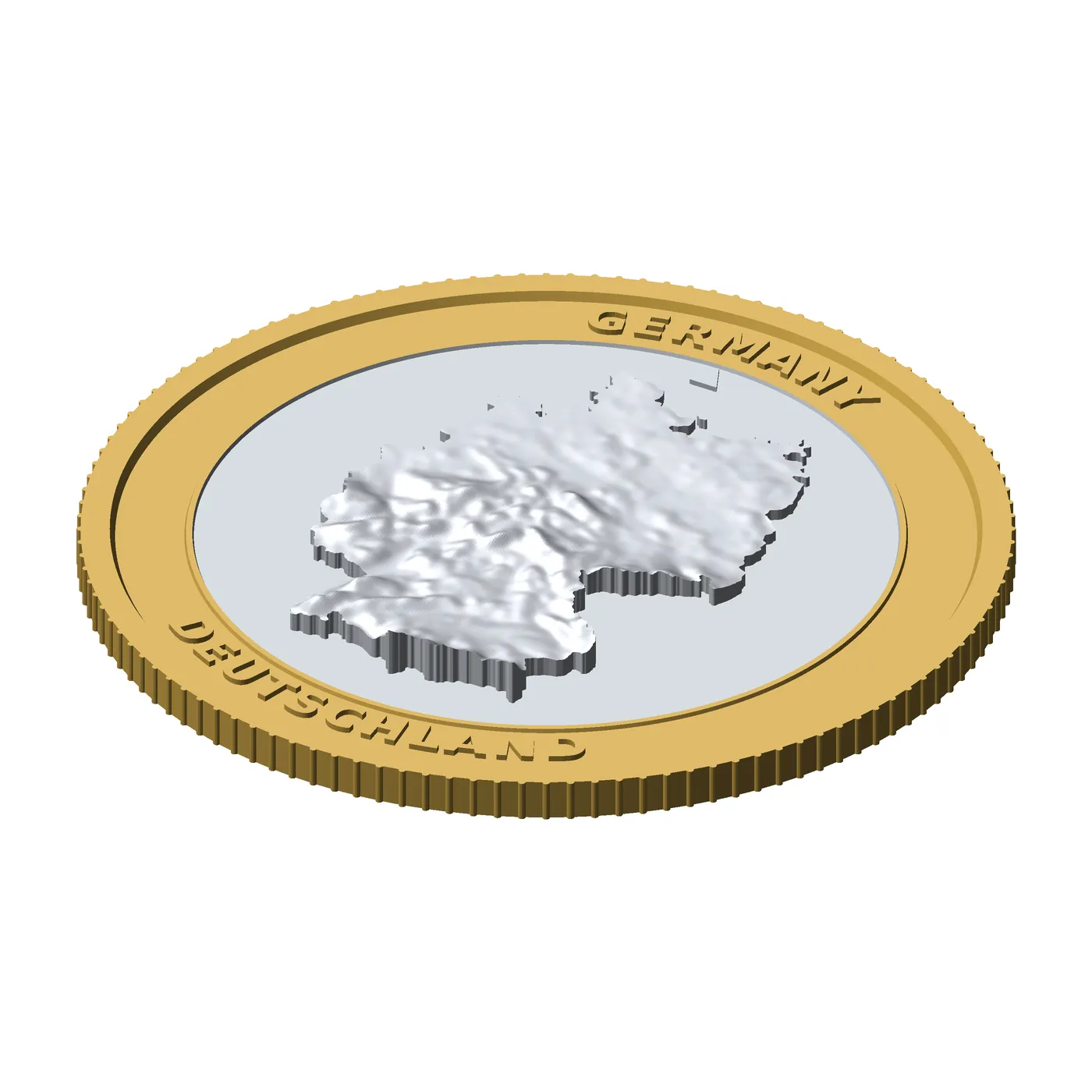 Germany 3D Topographic Coin 85 mm Relief Collector Token 3D Print Model .c4d .max .obj .3ds .fbx .stl .blend 