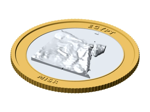 Egypt 3D Topographic Coin 85 mm Relief Collector Token 3D Print Model