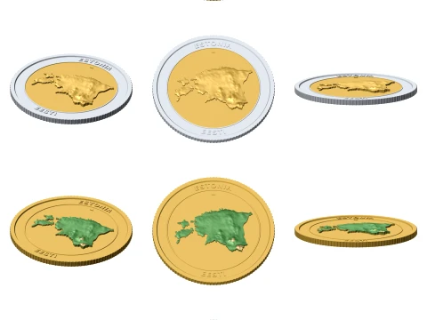 Estonia 3D Topographic Coin 85 mm Relief Collector Token 3D Print Model