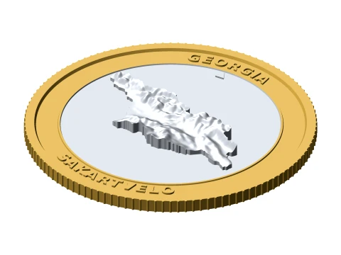 Georgia 3D Topographic Coin 85 mm Relief Collector Token 3D Print Model