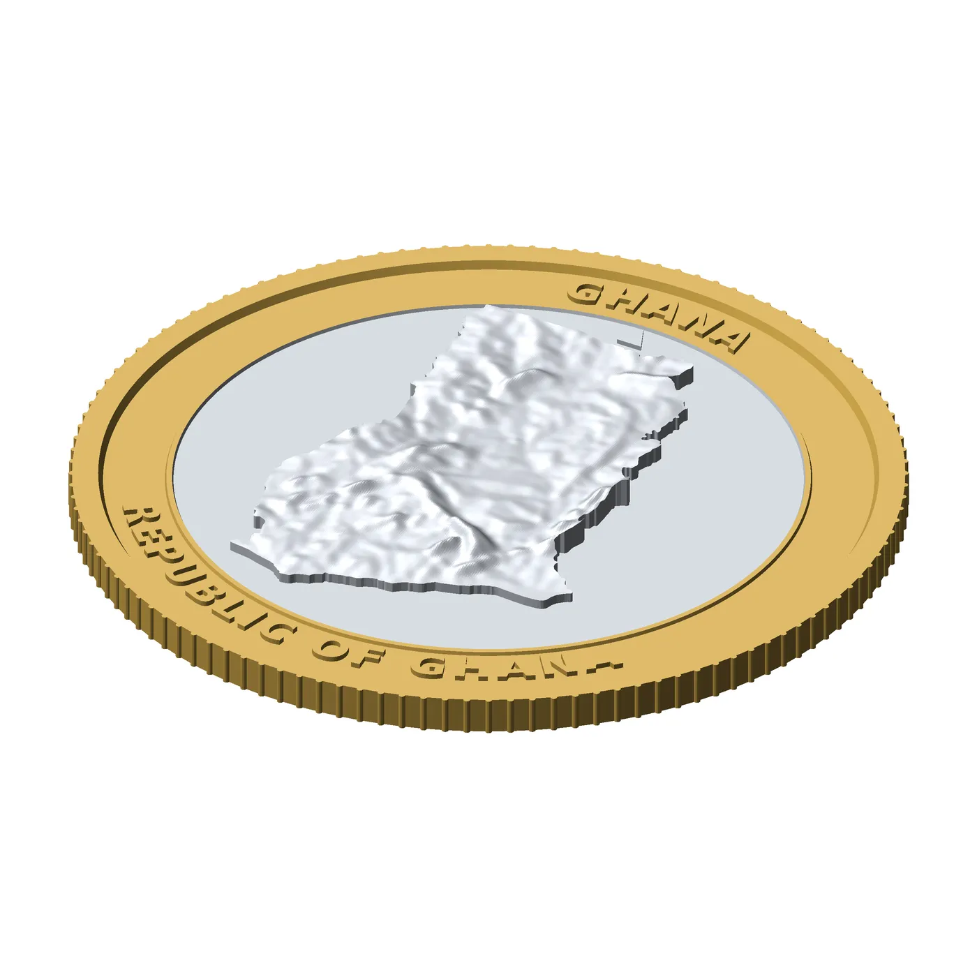 Ghana 3D Topographic Coin 85 mm Relief Collector Token 3D Print Model .c4d .max .obj .3ds .fbx .stl .blend 