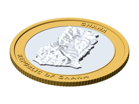 Ghana 3D Topographic Coin 85 mm Relief Collector Token 3D Print Model