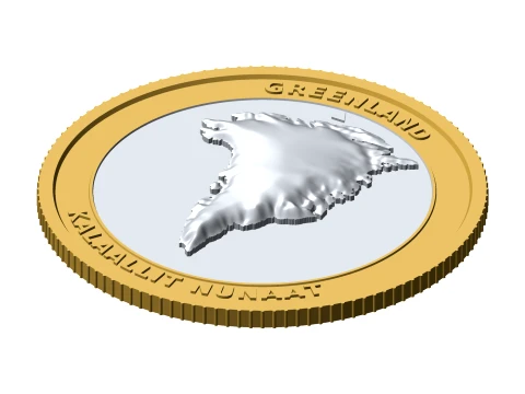 Greenland 3D Topographic Coin 85 mm Relief Collector Token 3D Print Model