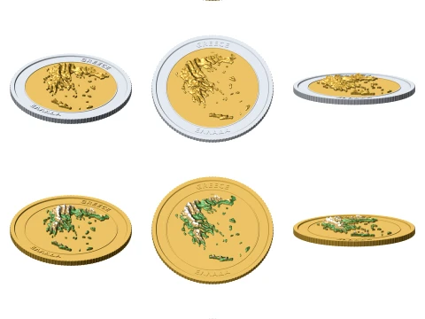 Greece 3D Topographic Coin 85 mm Relief Collector Token 3D Print Model