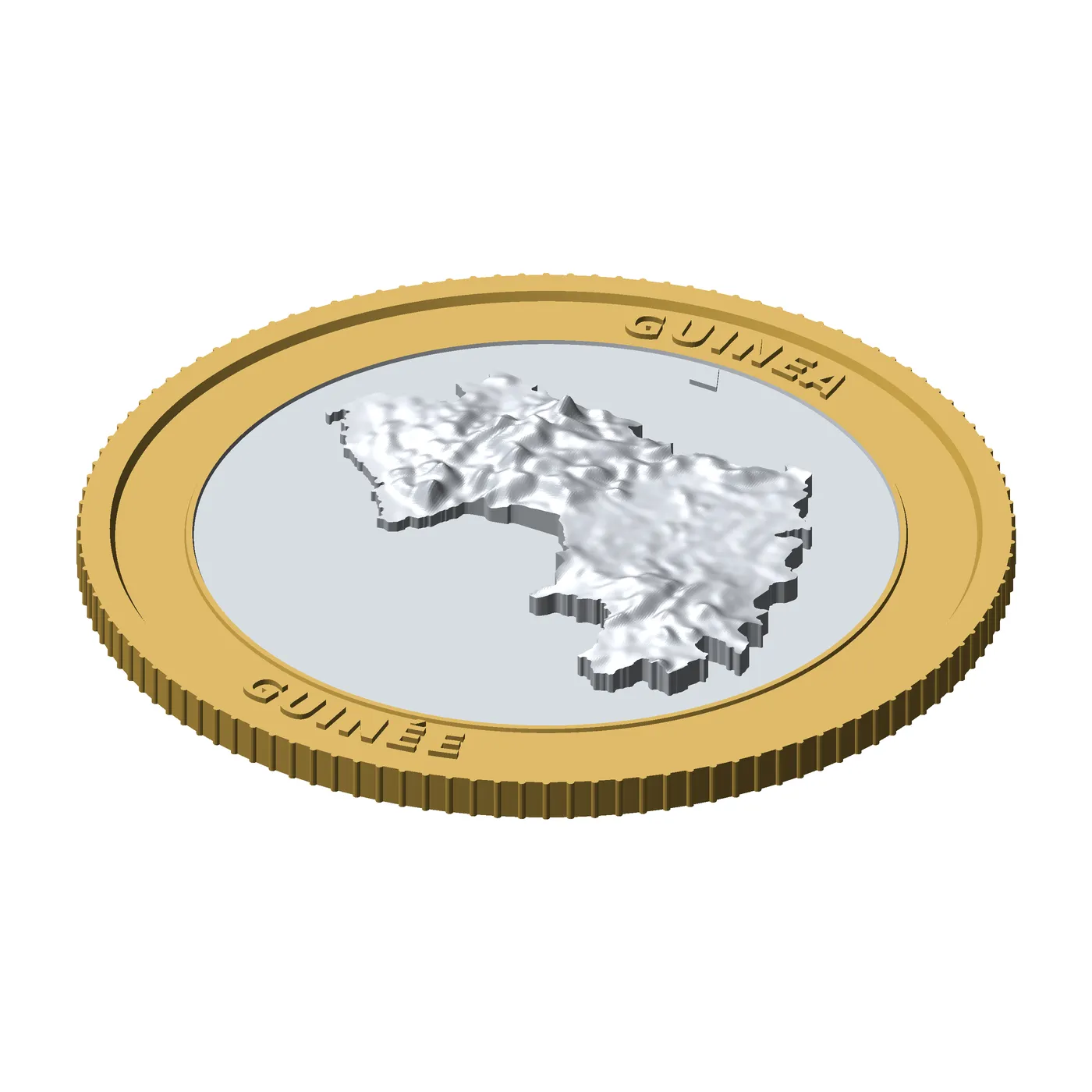 Guinea 3D Topographic Coin 85 mm Relief Collector Token 3D Print Model .c4d .max .obj .3ds .fbx .stl .blend 