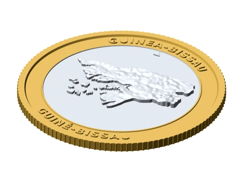 Guinea-Bissau 3D Topographic Coin 85 mm Relief Collector Token 3D Print Model