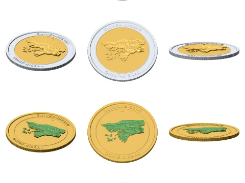 Guinea-Bissau 3D Topographic Coin 85 mm Relief Collector Token 3D Print Model