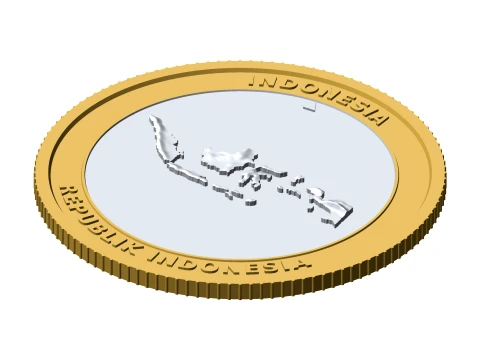Moneda topogr&aacute;fica 3D de Indonesia Ficha de coleccionista en relieve de 85 mm Modelo de impresión 3D