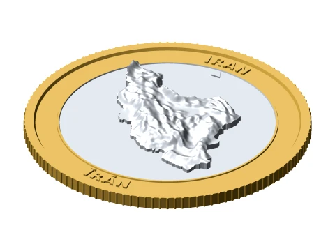 Iran 3D Topographic Coin 85 mm Relief Collector Token 3D Print Model