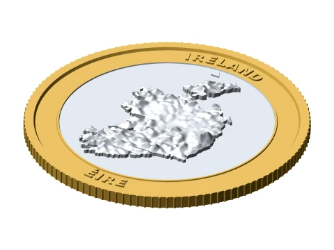Ireland 3D Topographic Coin 85 mm Relief Collector Token 3D Print Model