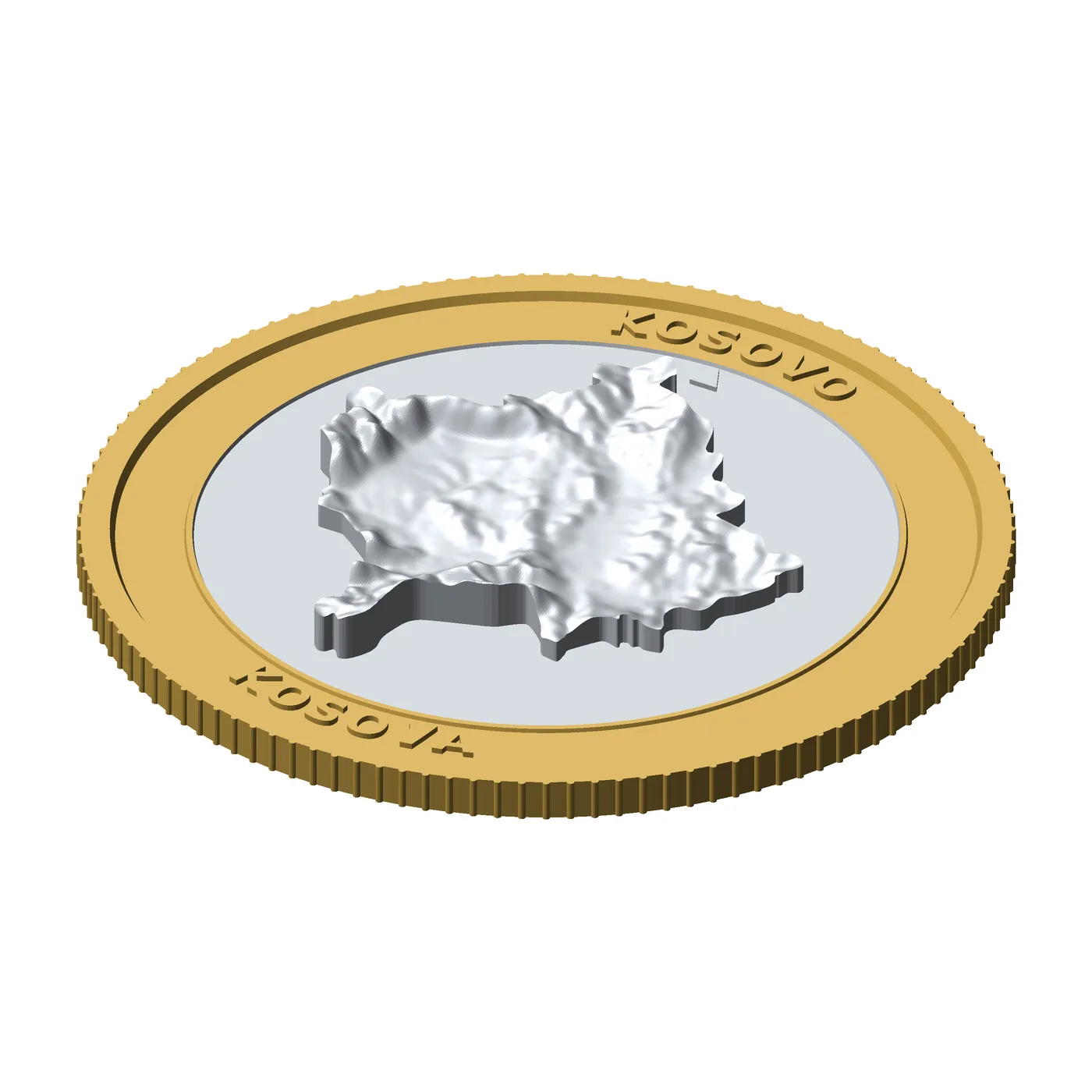 Kosovo 3D Topographic Coin 85 mm Relief Collector Token 3D Print Model .c4d .max .obj .3ds .fbx .stl .blend 
