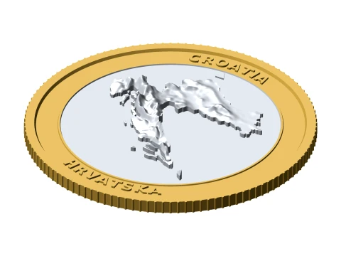 Croatia 3D Topographic Coin 85 mm Relief Collector Token 3D Print Model