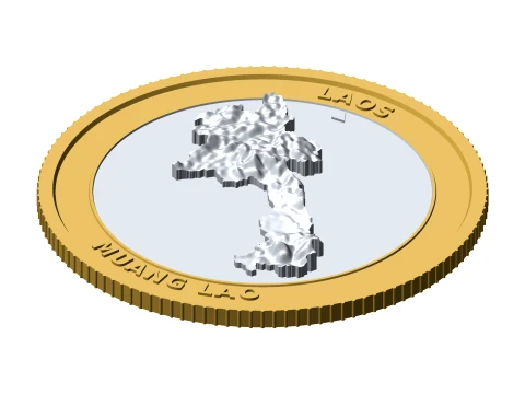 Laos 3D Topographic Coin 85 mm Relief Collector Token 3D Print Model