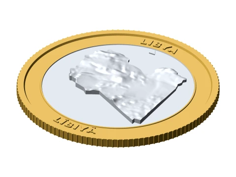 Libya 3D Topographic Coin 85 mm Relief Collector Token 3D Print Model