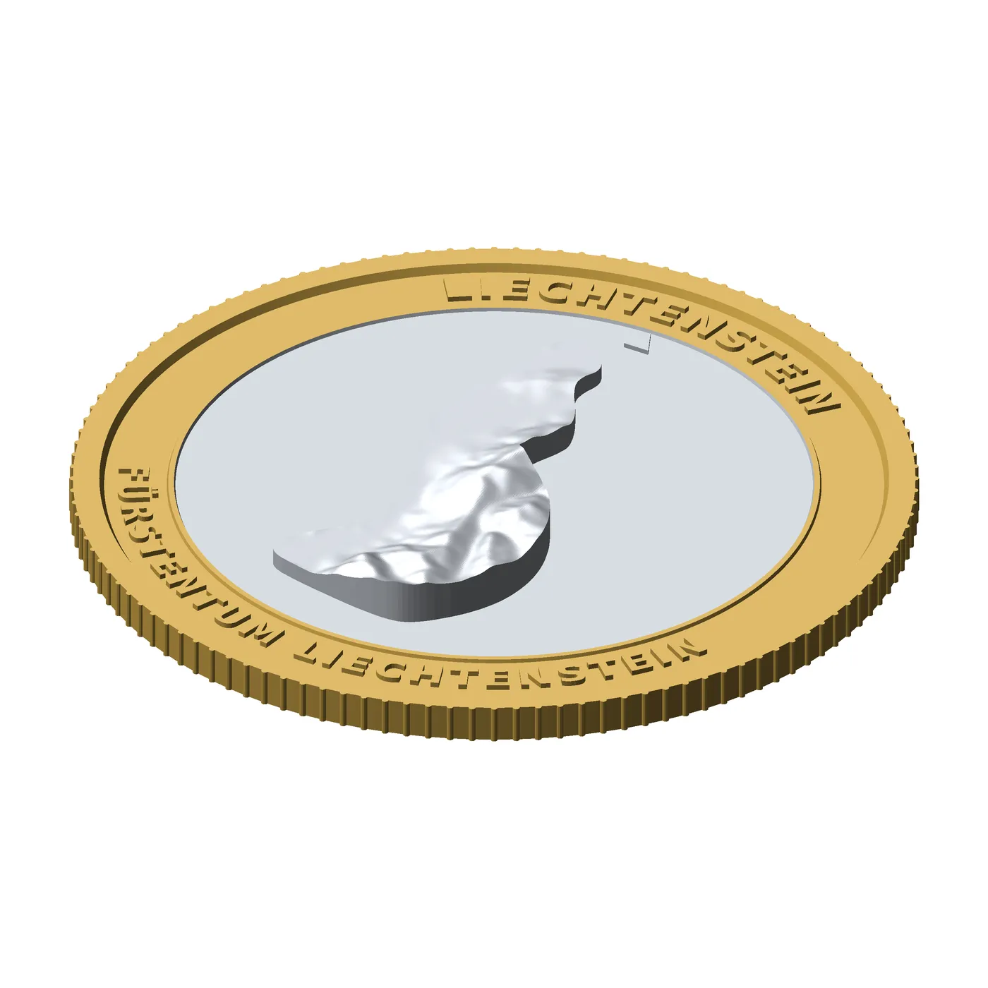 Liechtenstein 3D Topographic Coin 85 mm Relief Collector Token 3D Print Model .c4d .max .obj .3ds .fbx .stl .blend 