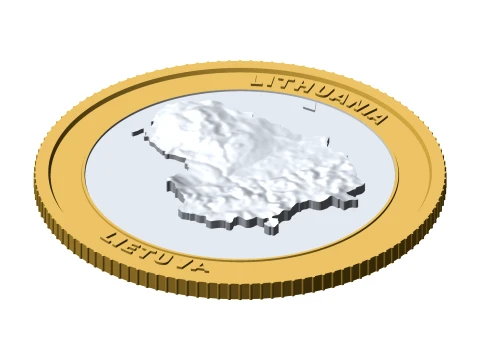 Lithuania 3D Topographic Coin 85 mm Relief Collector Token 3D Print Model
