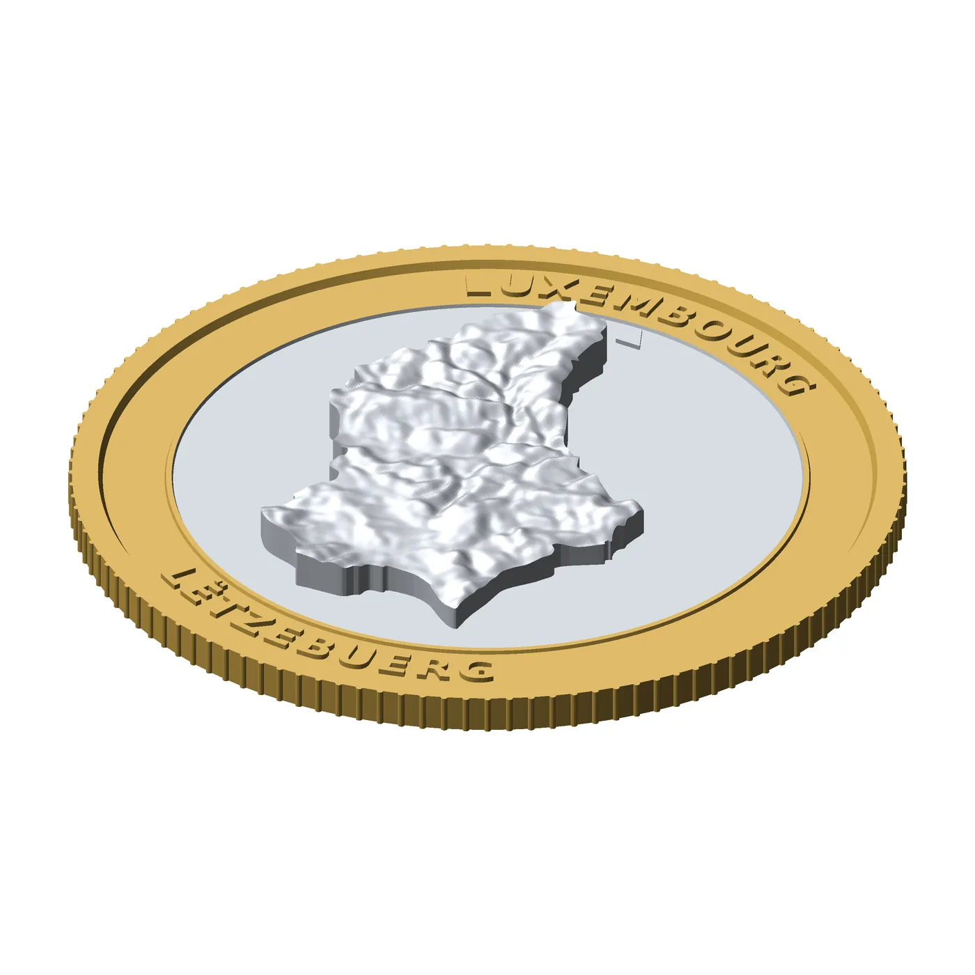 Luxembourg 3D Topographic Coin 85 mm Relief Collector Token 3D Print Model .c4d .max .obj .3ds .fbx .stl .blend 