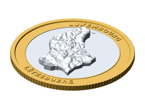Luxembourg 3D Topographic Coin 85 mm Relief Collector Token 3D Print Model