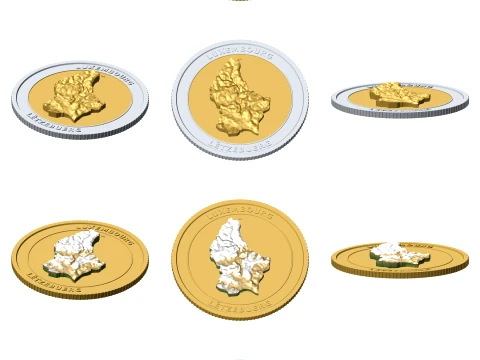 Luxembourg 3D Topographic Coin 85 mm Relief Collector Token 3D Print Model