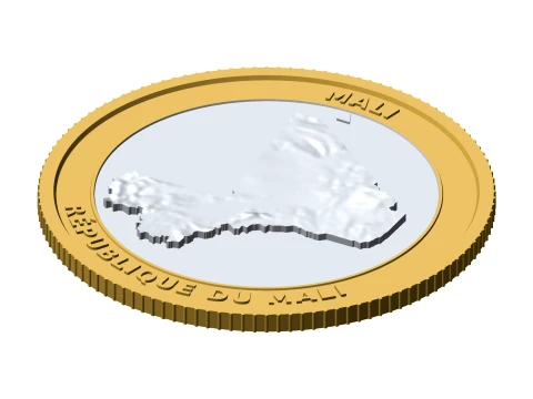 Moeda Topogr&aacute;fica Mali 3D Token de Colecionador de Relevo de 85 mm Modelo de Impressão 3D