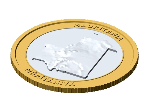 Mauritania 3D Topographic Coin 85 mm Relief Collector Token 3D Print Model