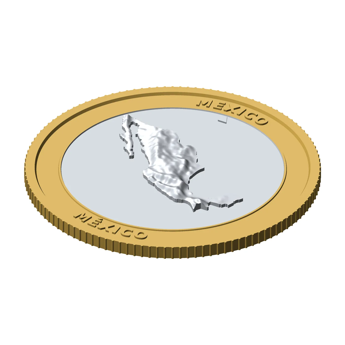 Mexico 3D Topographic Coin 85 mm Relief Collector Token 3D Print Model .c4d .max .obj .3ds .fbx .stl .blend 